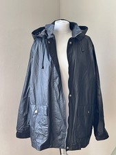 RRP £112 Thermal-Slicks by MTC Black Waterproof Vinyl Raincoat Size 14 / 16 Hood