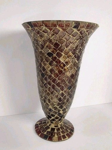 Mosaic glass pedestal vase red - pedestal,