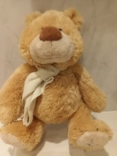 VINTAGE Mothercare teddy Bear With Cream Scarf Soft Toy 12" Sitting Retired 