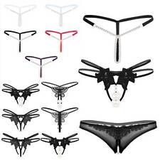 UK Women Stretchy Pearls Intimate Massage Chains G-string T-back Thongs Panties 