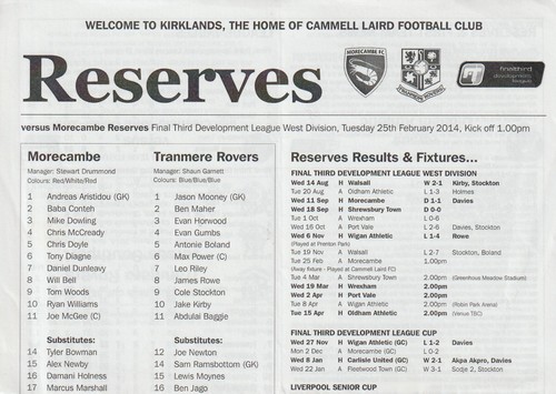 Tranmere rovers morecambe - rovers,