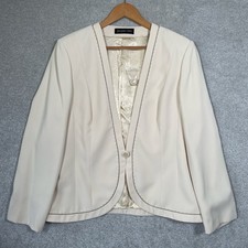 Jacques Vert Cream Blazer Jacket Excellent Condition Women’s Size Uk18 Beaded