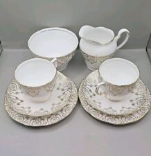 1959 by Salisbury Bone China - England - Tea Set For Two - Gold Filigree Garland