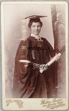 CDV LADY STUDENT SCROLL DEGREE ACADEMIC CAP BAKER BIRMINGHAM ANTIQUE PHOTO