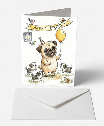 Playful pug pups birthday - &,