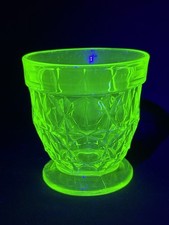 Sowerby Oxford 1930s Uranium Green Glass Lemonade Glass Thumbprint Pattern