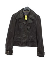 Tommy Hilfiger Women's Jacket L Brown Leather with Polyester Bomber Jacket