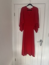 Red Zara Kemono Style Long Dress Size L . Stretch Fabric.