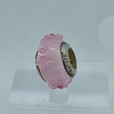 Lovelinks Pink Pansy 925 Stirling Silver Murano Glass Lampwork Charm Bead Used