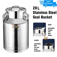 Stainless Steel Milk Churn Can Container Ghee Pot with handle&lid Large Capacity
