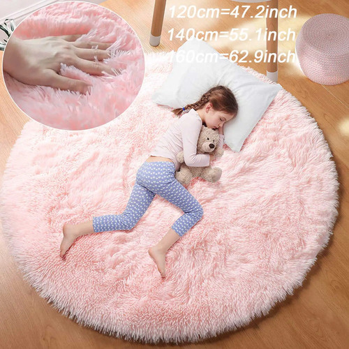 Round rug fluffy soft area - fluffy,