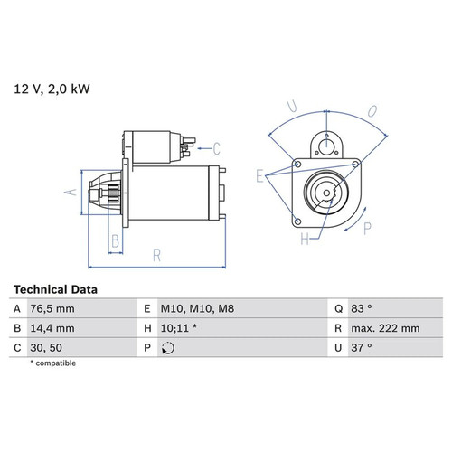 Bosch starter motor - motor, 12v