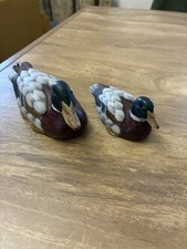2 x Beautiful Vintage Hand Made And Hand painted Wooden Ducks 15 And 10 Cm