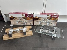 2x NewlineNY Chrome Plated Glass Dish Warmer - Tea Lights (1 Brand New) modern