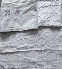 3 Vintage Monogrammed French Sheet Tops