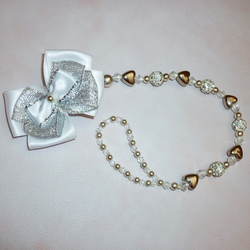 White silver heart shamballa - white,