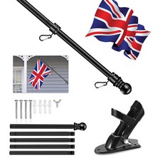 Wall Mounted Mount Telescopic Flag Pole Top Gold Ball Aluminum Flagpole UK