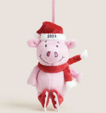 M&S Percy Pig on Skates Hanging Plush Christmas Tree Decoration 2023 Xmas Santa