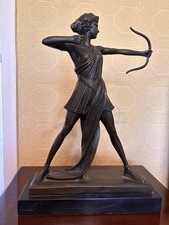 Signed bronze statue of Diana