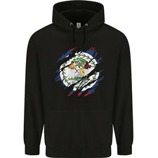 Torn Belize Flag Belizean Day Football Mens 80% Cotton Hoodie