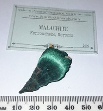 Malachite, Kerrouchene, Morocco. Spirifer  Label.