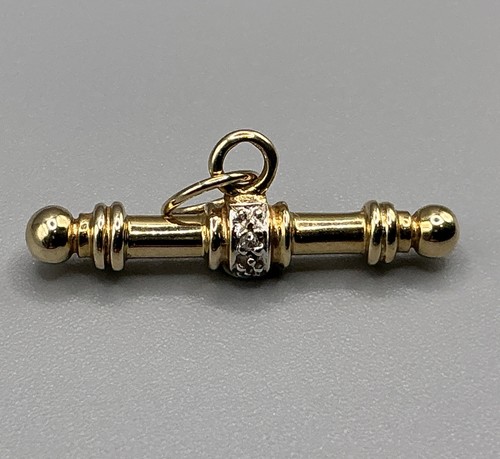 9ct gold diamond set bar - 9ct, t-bar