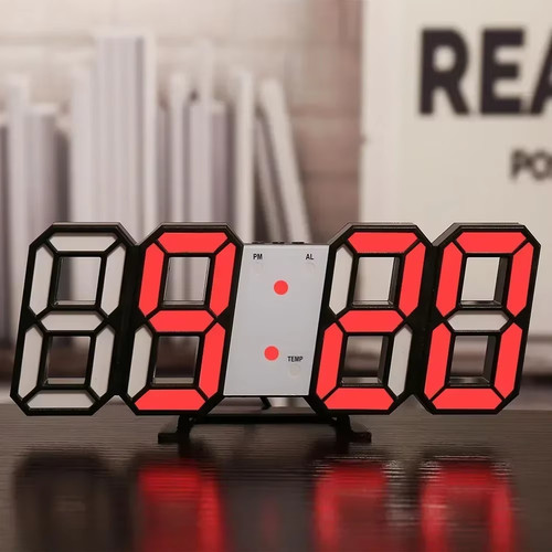 Led digital clock wall - 3d,