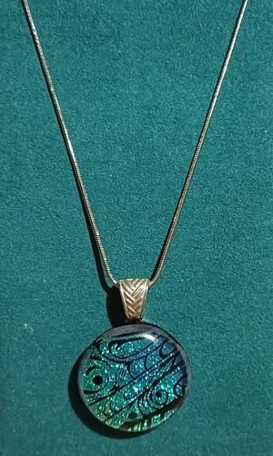 Dichroic teal coloured glass - teal,