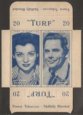 CARRERAS-UNCUT DOUBLE TURF SLIDE-FILM STARS 1947-#44#36- GAIL RUSSELL GLEN FORD 