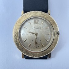 Vintage LeCoultre 14K Gold Textured Cross Hatched Bezel Manual Wind 33mm Watch