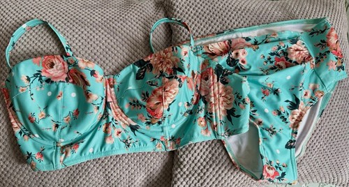 Turquoise floral piece - turquoise, 2-piece