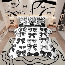 Bow Twin Bedding Set, Black