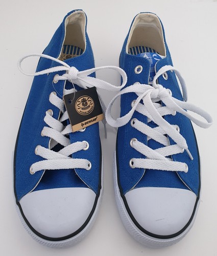 Dunlop white blue canvas lace - white,