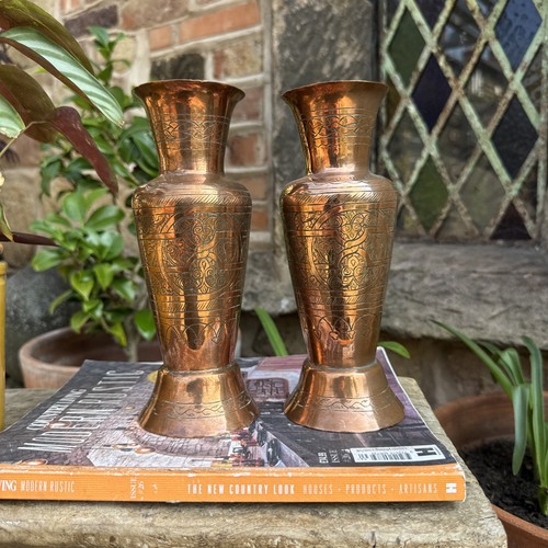 Vintage brass vases middle - brass,