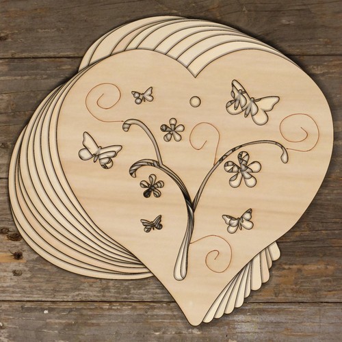10x wooden heart filagree - wooden,