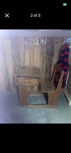 Vintage oak school - vintage, desk,
