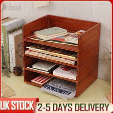Wooden Document Letter Tray Office Desk Paper Files Storage Holder Organizers