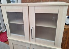 Home Office 2 Cupboards Beech Effect/Milan -  With Glass Doors W45 D36 H69cm