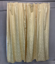 VINTAGE RIVA YELLOW GOLD DAMASK LINED CURTAINS DRAPES 71" X 44"