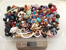 1kg Mixed Reclaimed Beads from Jewellery - Various Colours, Sizes & Materials