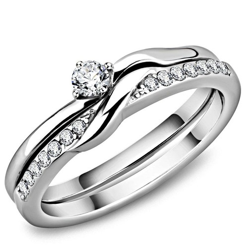 Silver ring set - , solitaire