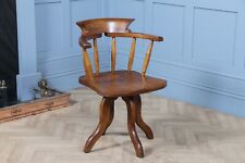 Antique Ash & Beech Revolving Swivel Arm Chair Library Office Desk Vintage 1920s