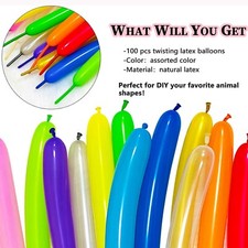 100 X Long Plain Balloons Latex Balons 260Q Twisting Modelling Long Balloons UK