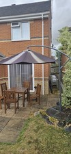 3m Cantilever Parasol with Base Set Banana Umbrella Garden Sunshade Crank & Tilt
