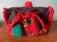 Knitted Red Cottage Tea Cosy