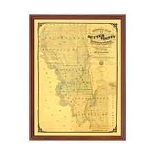 Old Map of Sutter County, CA 1873 - Vintage California Art