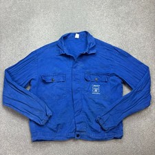 VTG French Jacket Womens Large Blue Chore Work Wear Utility Canvas Military Lady