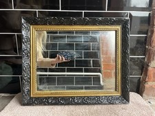 Vintage Bespoke Black & Gold Mirror with Floral Relief Gothic