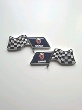 Saab Chequered Flag Badge Pair