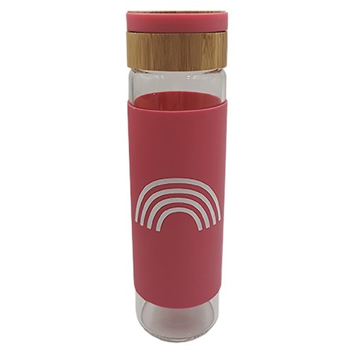 Glass water bottle - bottle, pink